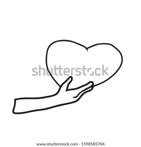 The hand holds the heart.Vector illustration.Form for banners, postcards.Holiday.
