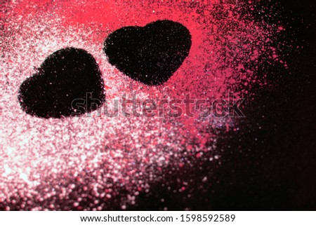 Background texture with the image of two hearts on valentines day close-up