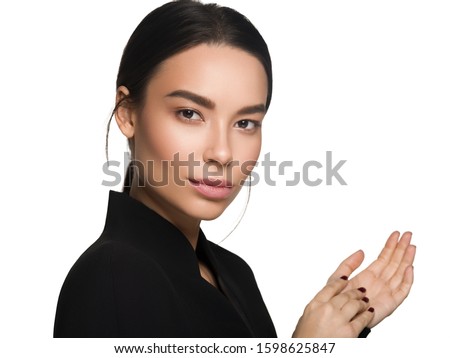 Asian woman face close up natural make up portrait