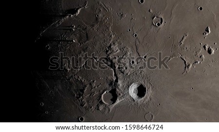 Surface of the moon close up. (Elements of this image furnished by NASA)