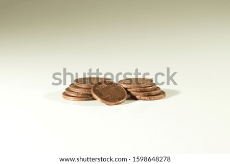 Metal money with white background 