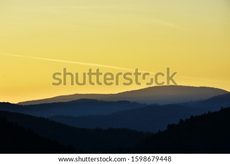 Sunset hills in miston golden hour.