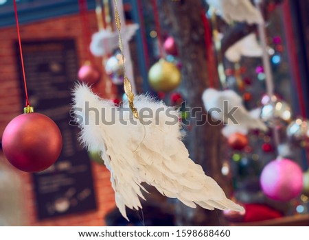 Christmas decoration, presents, christmas lights, angel wings