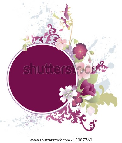 Grunge floral frame for your text, vector illustration