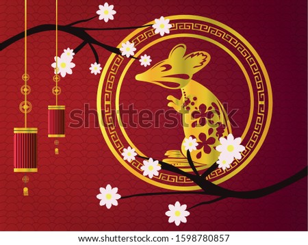 Chinese new year 2020. Year of the rat - Vector
