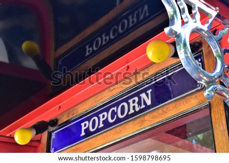 Vintage Popcorn Sign on Trolley 