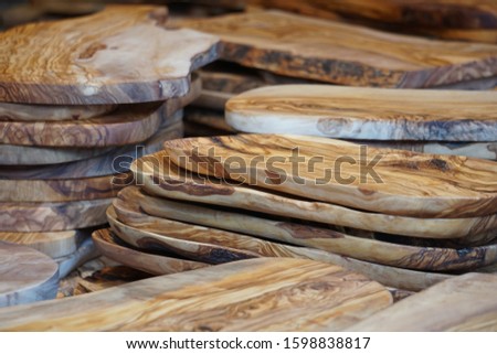 Wood Boards On The Market. Surface Background.