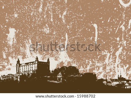 Castle silhouette against brown grunge ( illustration)