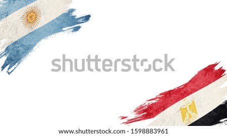 Flags of Argentina and Egypt on White Background
