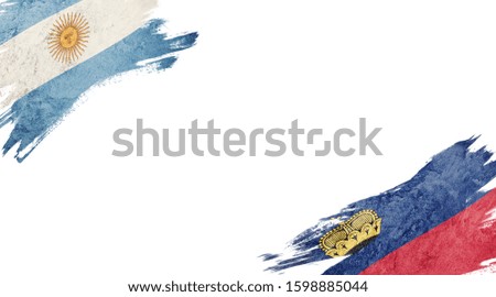 Flags of Argentina and Liechtenstein on White Background
