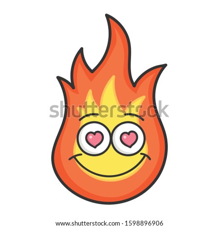In love fireball cartoon illustration isolated on white