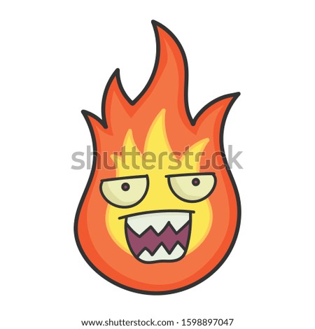 Angry fireball cartoon illustration isolated on white