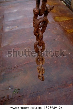 A rusty chain with a blurred background