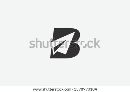 Letter logo B. Initial Icon B, and aircraft origami vector, silhouette negative space illustration.