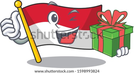 happy face flag monaco Scroll character with gift box