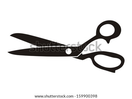 Black retro scissors icon on a white background - vector illustration