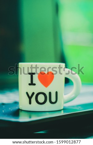beautiful words printed mug filled with love