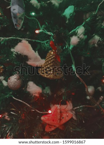 Beautiful , traditional decoration of ornaments on Christmas tree
