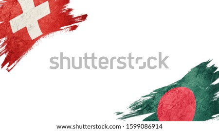 Flags of Switzerland and Bangladesh on White Background
