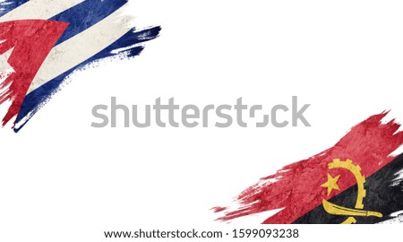 Flags of Cuba and Angola on White Background
