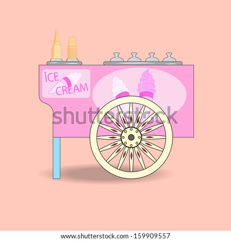 Ice cream cart. Abstract vector illustration.