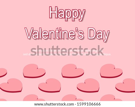 Valentine's day concept background. 3d red and pink hearts with copy space. Sale banner or greeting card.
Flat design vector illustration.