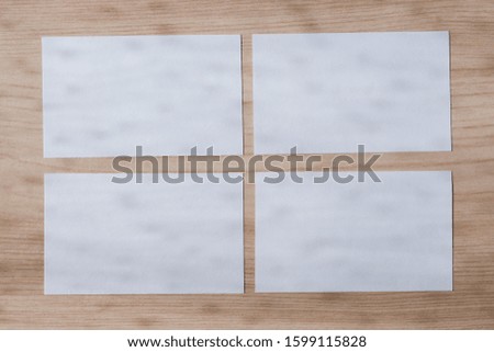 empty business card with white paper blank for design text message of presentation your name and job