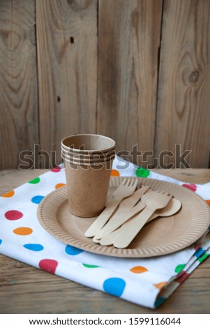 Eco-friendly disposable tableware, paper tableware. dishes for a picnic and camping, dishes, zero plastic, planet preservation, stop plastic