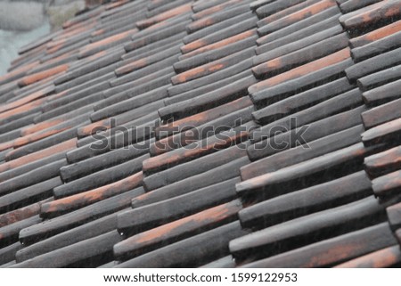 rows of tile that were rained heavily on