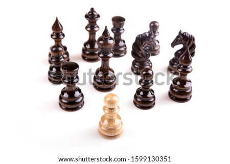 Chess game figures on white background