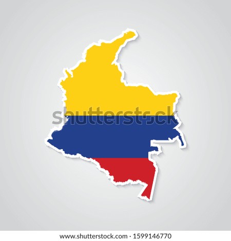 Sticker in form of Colombia map in flat style. Vector Illustration Eps10.