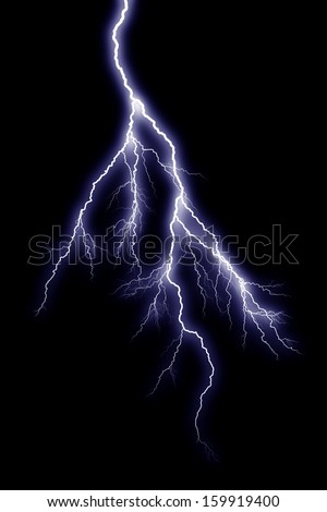 Lightning bolt at a dark night Royalty-Free Stock Photo #159919400