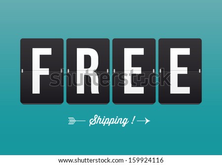 Free shipping concept letter, mechanical panel letters. Typography, font, type vector vintage retro.
