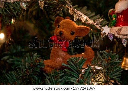 Toy Deer on Christmas Tree
