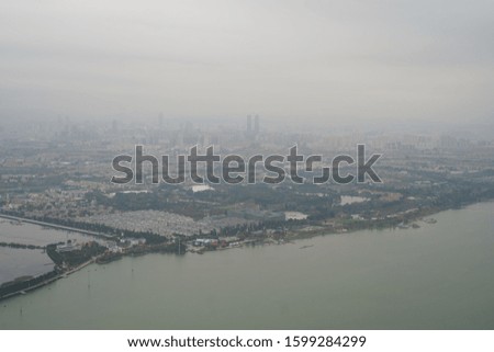 City Sky View Fog background 