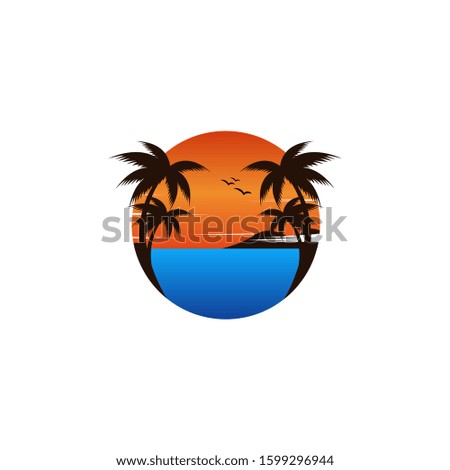 beach logo illustration simple  vector