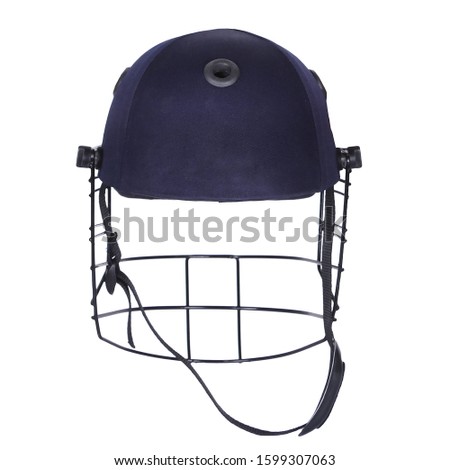 blue cricket batsman helmet isolated