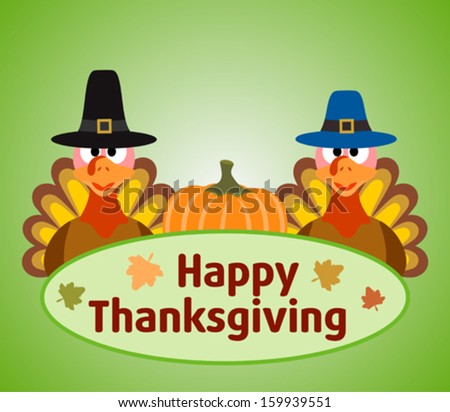 Thanksgiving day background with turkey and pumpkin vector