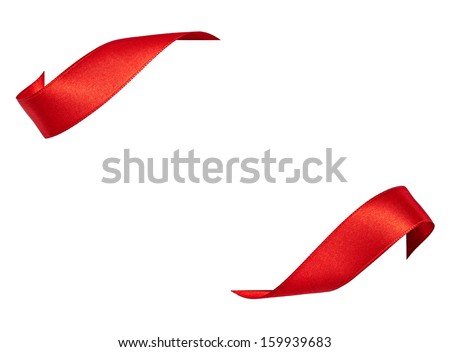 close up of a  red ribbon bow on white background Royalty-Free Stock Photo #159939683