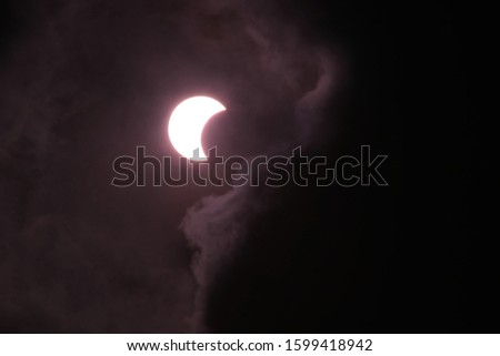 The solar eclipse is not full above the sky, Thailand.
