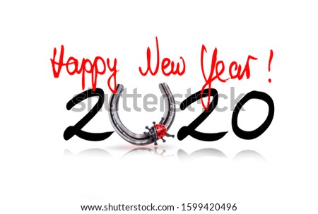 Happy New Year 2020 with horseshoe
