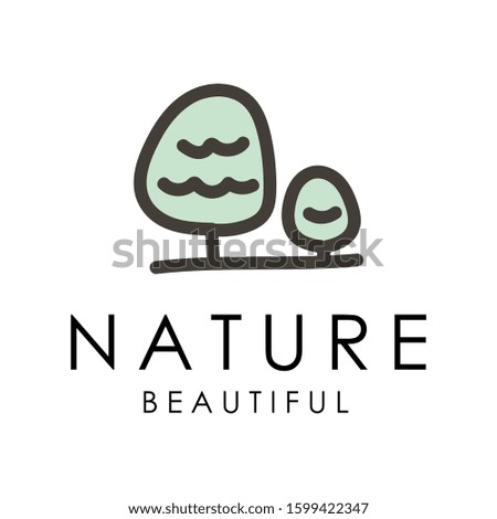 Logo tree. Eco nature wood trees stylized emblems or badges vector collection