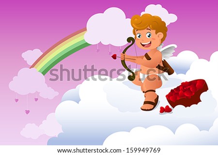 A vector illustration of cupid Valentine background