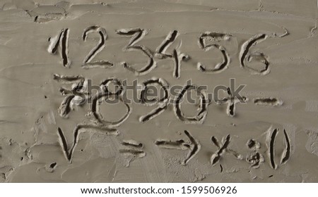 Numbers on clay background and texture