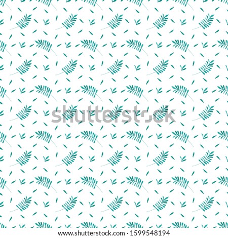 Seamless pattern of watercolor green leaves on a white background. Use for invitations, birthdays, menus