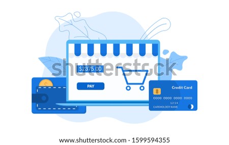 Stylish Online Payment vector flat illustration. 