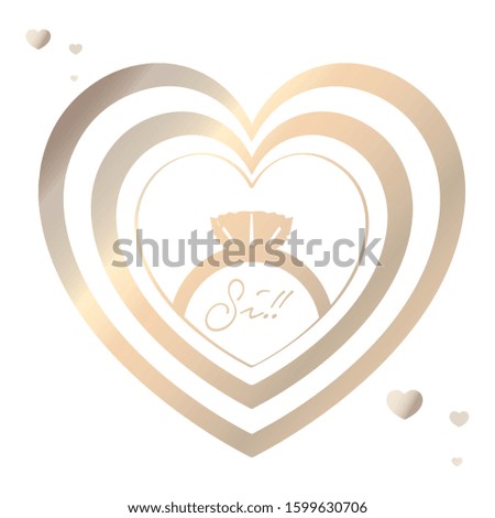 Shiny engagement ring in a heart - Vector