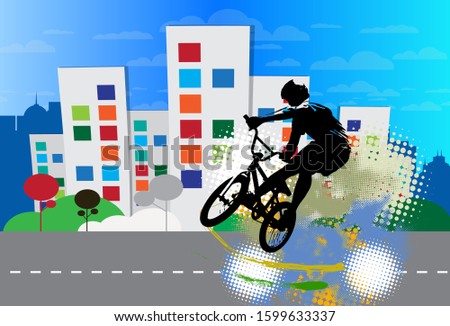 BMX rider on the abstract background, sport vector
