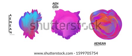 Abstract futuristic wavy shapes. Futuristic vector illustration badge set. Gradient bubbles with transparent random overlapping flower like shapes
