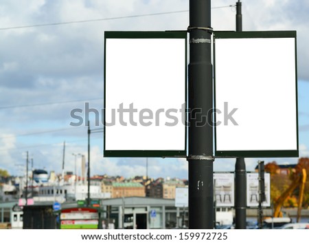 Pair of two empty street billboards